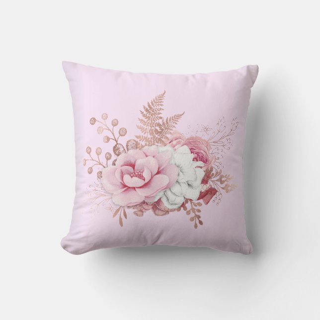 Buquet rosa de flores almohada de Hampton (Anverso)