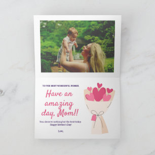 Buquete de corazón Feliz Día de la Madre tarjeta