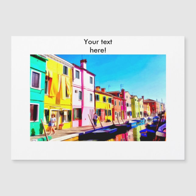 Burano, pintura acuarela de Venecia (Anverso)