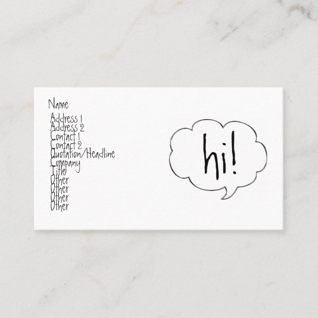 ¡BURBUJA HI! tarjeta del perfil (Anverso)
