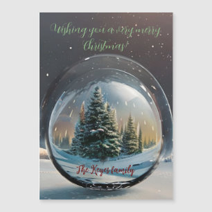Burbuja mágica con árboles de navidad y texto pers