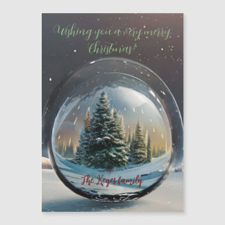 Burbuja mágica con árboles de navidad y texto pers