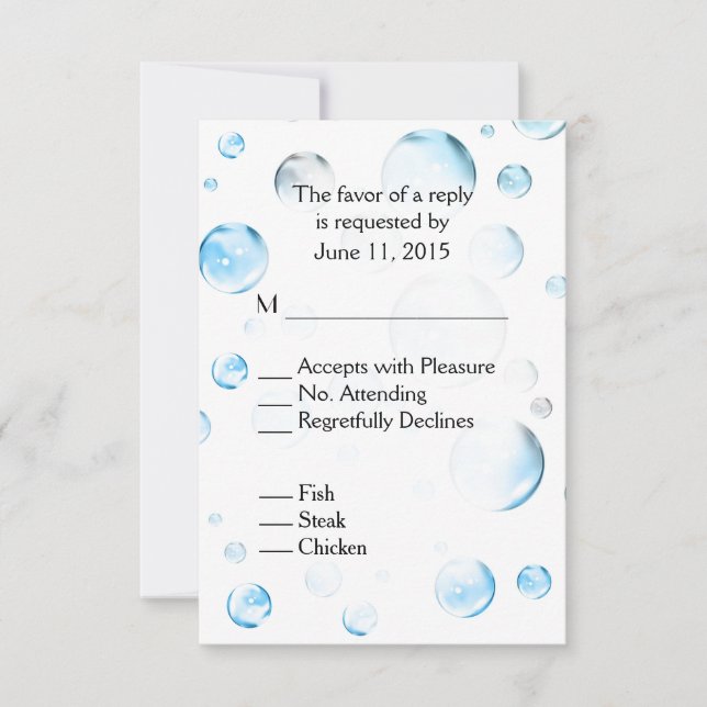 Burbujas azules Baby Shower RSVP (Anverso)