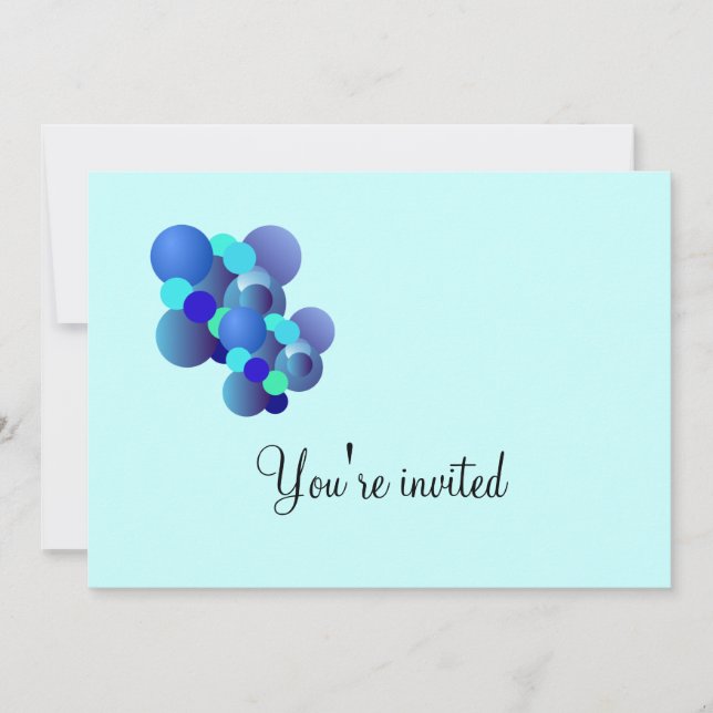 Burbujas azules Invitación a la fiesta de cumpleañ (Anverso)