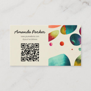 Burbujas coloridas Código QR tarjeta de visita