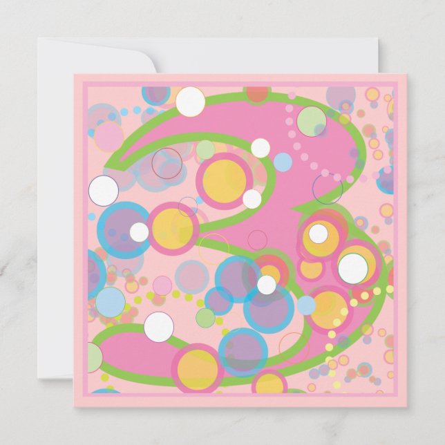 Burbujas coloridas Invitación a fiesta de cumpleañ (Anverso)