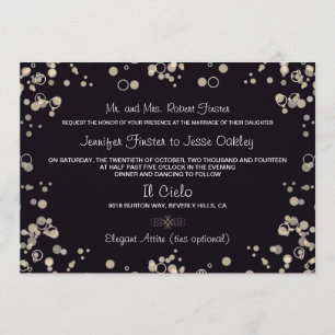 Burbujas de champán - Invitación de negro y marfil