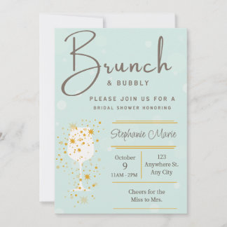 Burbujas de oro de menta y ducha Brunch Invitación
