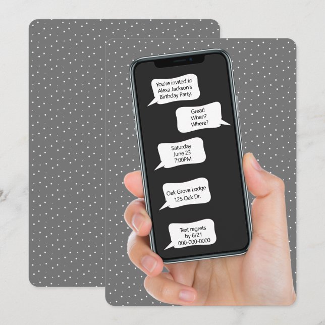 Burbujas de texto para invitación de fiesta de cum (Anverso / Reverso)