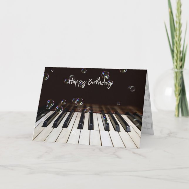 Burbujas en la tarjeta de cumpleaños de Piano (Anverso)