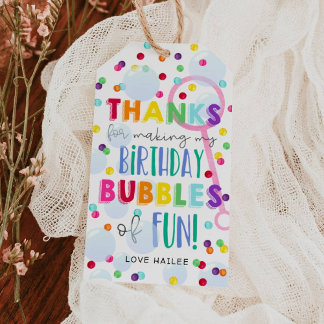 Burbujas Etiqueta de regalo de fiesta de cumpleaño