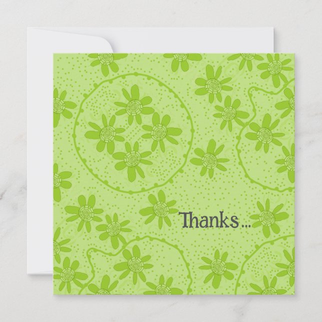 Burbujas florales Polka Dot Pea Green Tarjeta de a (Anverso)