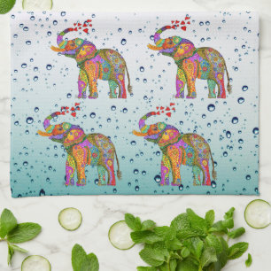 Burbujas lindas la toalla de cocina del elefante