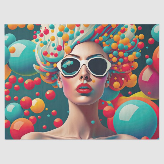 Burbujas Pop Art Decepción Papel de tejidos (Anverso)