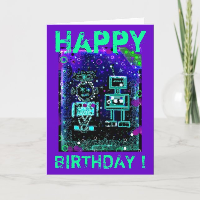 Burbujas - RoBoT - Tarjeta de cumpleaños (Anverso)