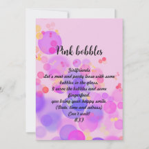 Burbujas rosadas descargables Invitación