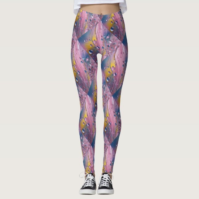 Burbujas rosas azules Leggings (Anverso)