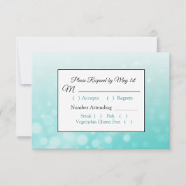 Burbujas verde azuladas Elegante tarjeta RSVP de B