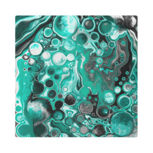 Burbujas verde azuladas y negras Células de arte f