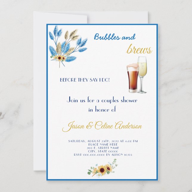 Burbujas y breves Parejas Bodas Invitación a la du (Anverso)
