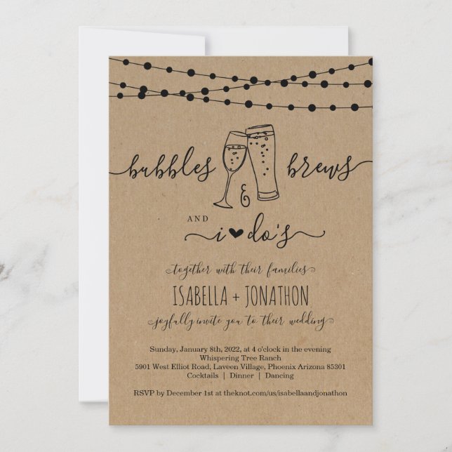 Burbujas y brotes y la invitación a la boda de yo (Anverso)