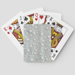 Burbujas y cartas de juego blancas azules plateada