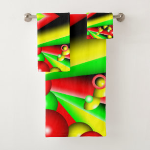 Burbujas y rayas verdes rojas amarillas Arte abstr
