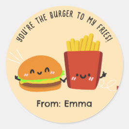 Burger Fries Pegatinas de San Valentín - Niños edu