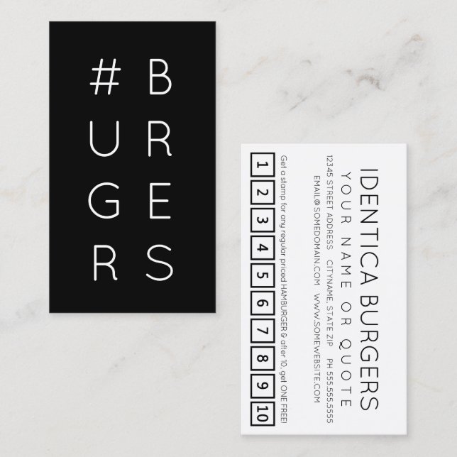 #BURGERS etiqueta tarjeta de puntuación de lealtad (Anverso / Reverso)