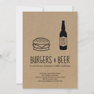 Burgers & Root Beer Birthday Party Invitación