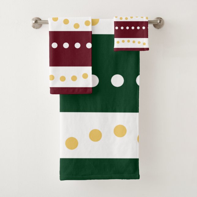 Burgundy and Emerald Stripes Polka Dots Christmas  (In situ)