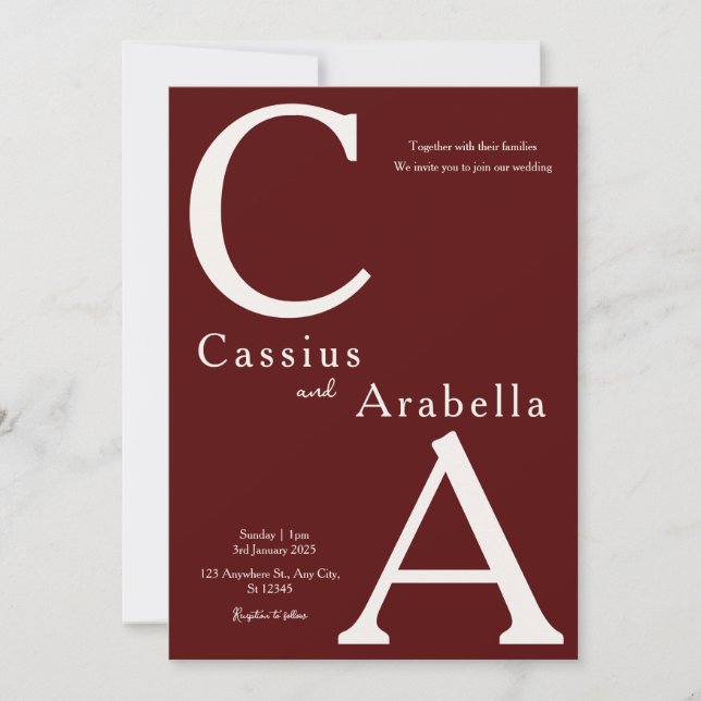 Burgundy Bliss: Invitación a la boda de la versión (Anverso)