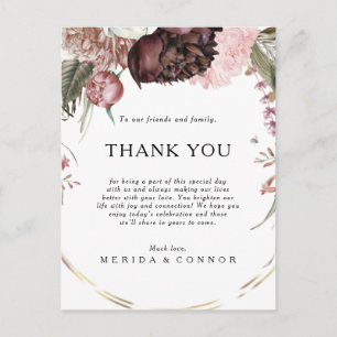 Burgundy Boho Floral Gracias Tarjeta De Recepción