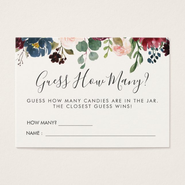 Burgundy Bouquet Baby Shower | Juego de adivinanza (Frente)