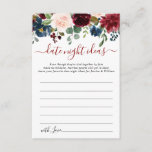 Burgundy Bridal Shower Fecha Noche Idea Tarjeta de<br><div class="desc">Tarjeta de Consejos de Idea Noche Floral Floral Floral Bridal de la Marina de Borgoña Azul Rubor Floral Bridal Shower.</div>