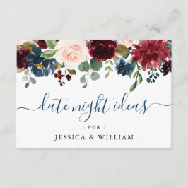 Burgundy Bridal Shower Fecha Noche Idea Tarjeta de