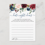 Burgundy Bridal Shower Fecha Noche Idea Tarjeta de<br><div class="desc">Tarjeta de Consejos de Idea Noche Floral Floral Floral Bridal de la Marina de Borgoña Azul Rubor Floral Bridal Shower.</div>