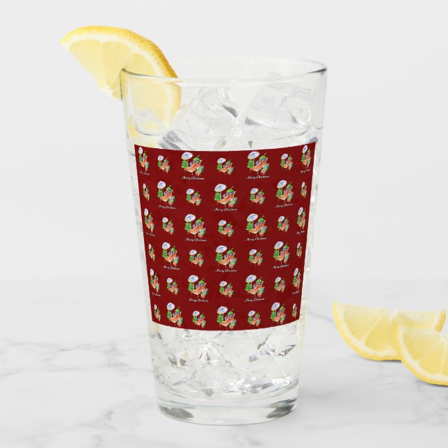 Burgundy Chili Merry Christmas Design Pattern (Anverso (hielo))