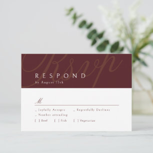 Burgundy Classic Elegance Calligraphy Wedding RSVP
