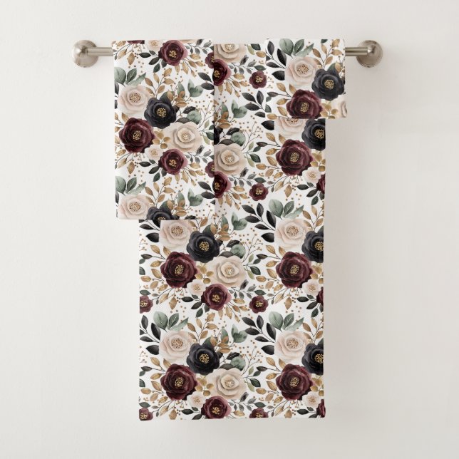 Burgundy Cream Black Floral (In situ)