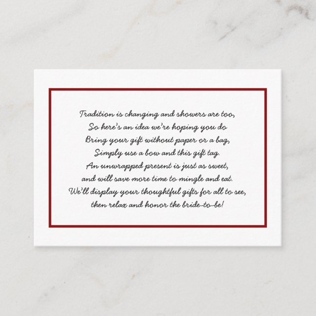 Burgundy Display tarjeta de inserción de ducha de  (Anverso)