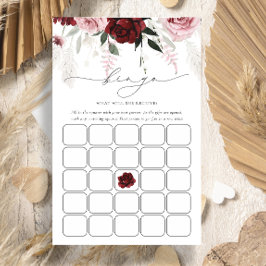 Burgundy Dusty Rosa Bridal Shower Bingo Tarjeta de