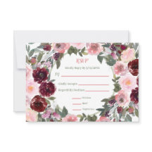 Burgundy Dusty rosa de la boda acuarela rosa RSVP
