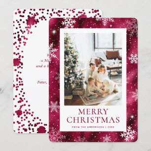Burgundy Feliz Navidad Snowflake Snow Foto