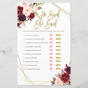 Burgundy Floral dijo que dijo que la tarjeta de ju