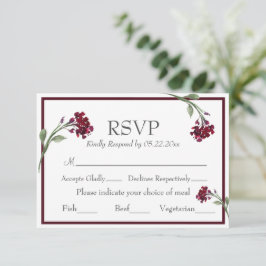 Burgundy Floral Elegant Rustic Watercolor RSVP