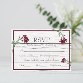 Burgundy Floral Elegant Rustic Watercolor RSVP