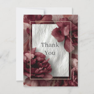 Burgundy Floral Faux Textura Gracias Tarjeta