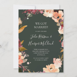 Burgundy Floral | Invitación del Elopement Verde