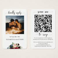 Burgundy Floral Photo QR Code Escanéame a RSVP